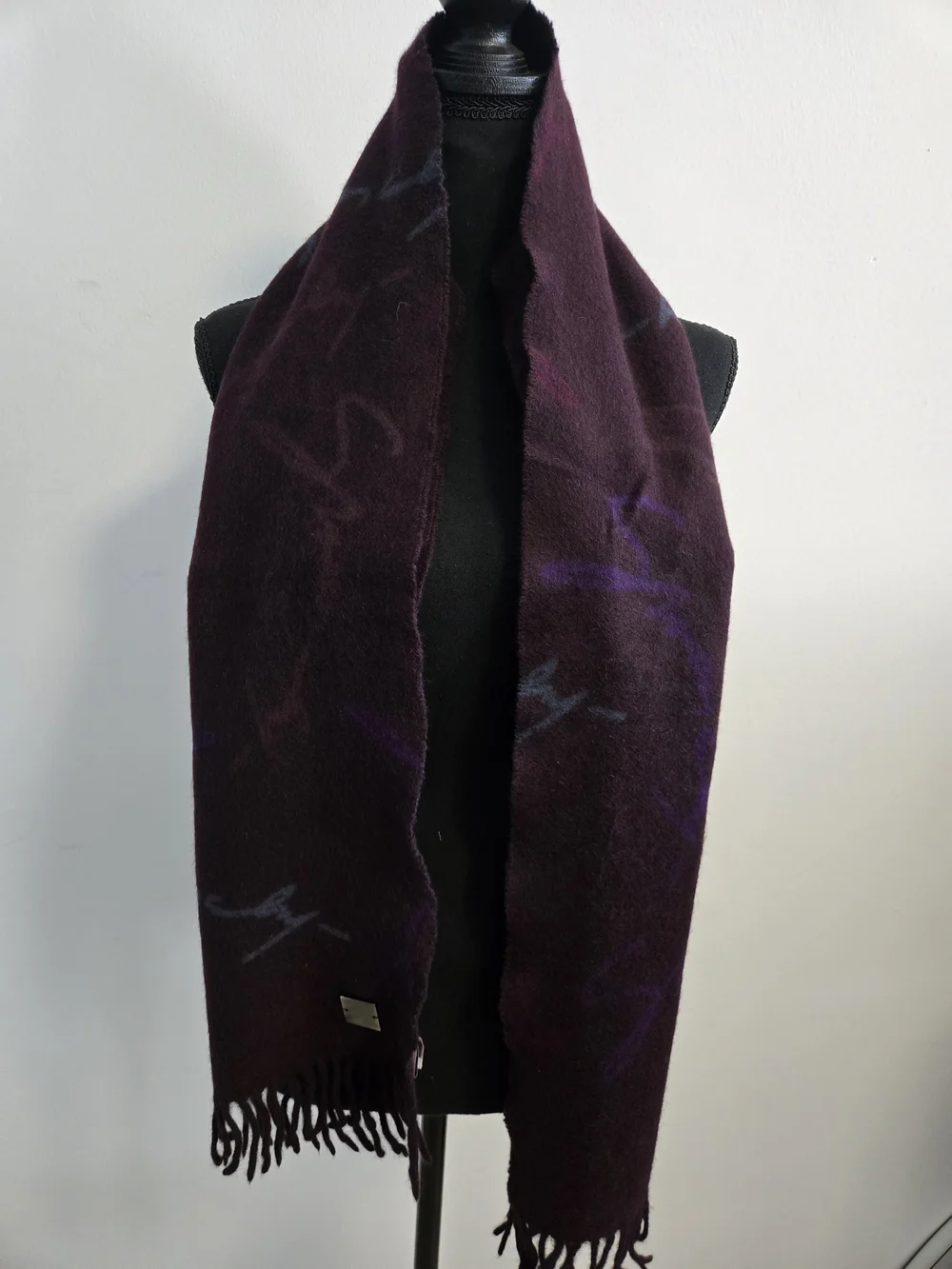 GIVENCHY PARIS Logo Wool Cashmere Angora Blend Scarf Made In Italy